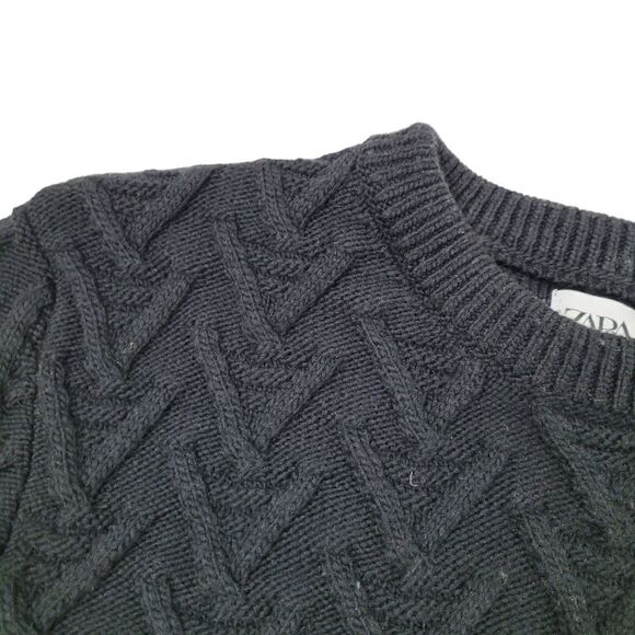 2/$20 Zara Top Fashion Black Crewneck Sweater Size: M - Picture 2 of 5